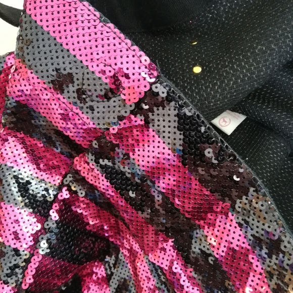 VS PINK Bling Stripe Tote Bag Logo Patch sequins - Picture 8 of 10